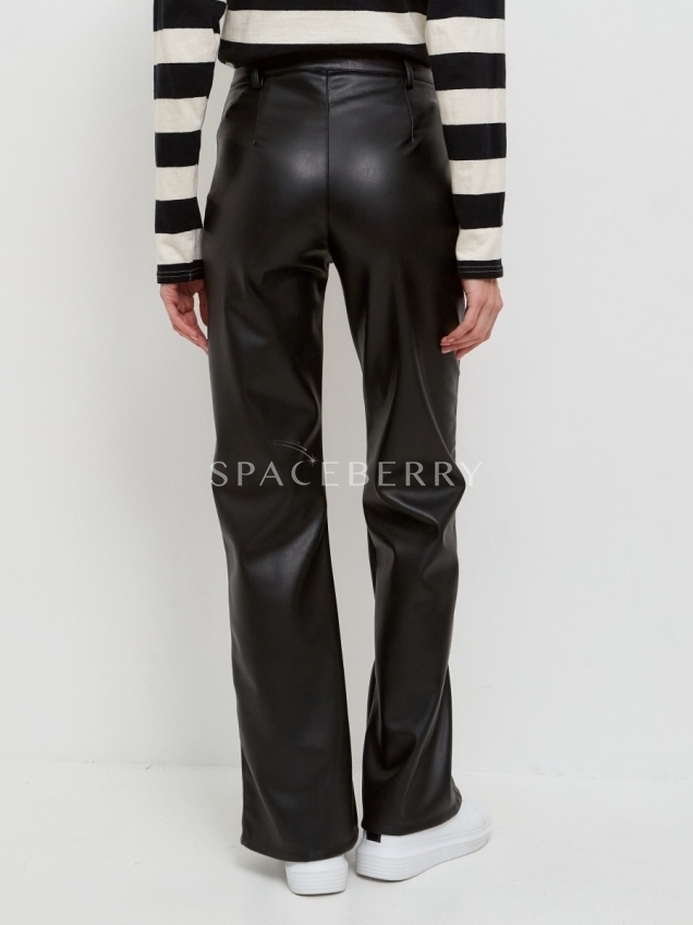 Женские кожаные брюки, штаны широкие